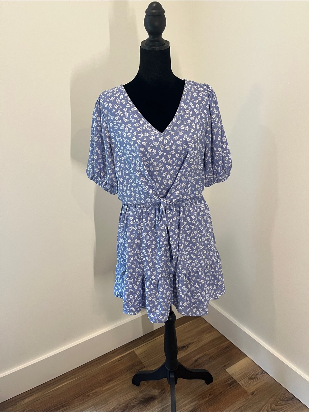 Marshalls Blue Floral Tie-Waist Dress